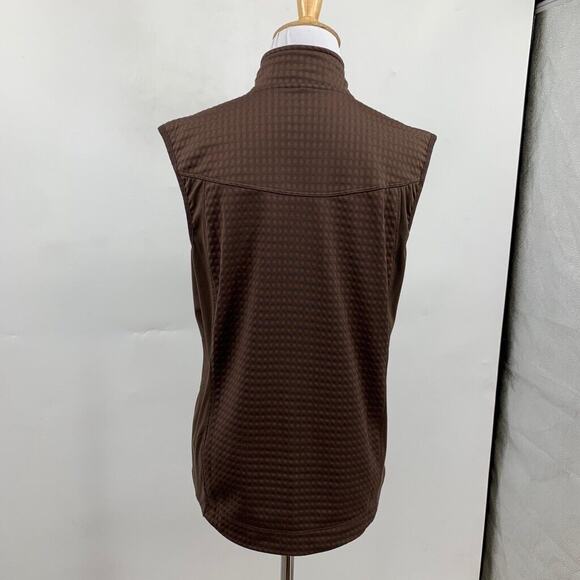 Nike Golf Vest Women M Medium Coffee Fit Dry Zip Up Mock Neck Waffle Knit Jacket - Picture 6 of 13